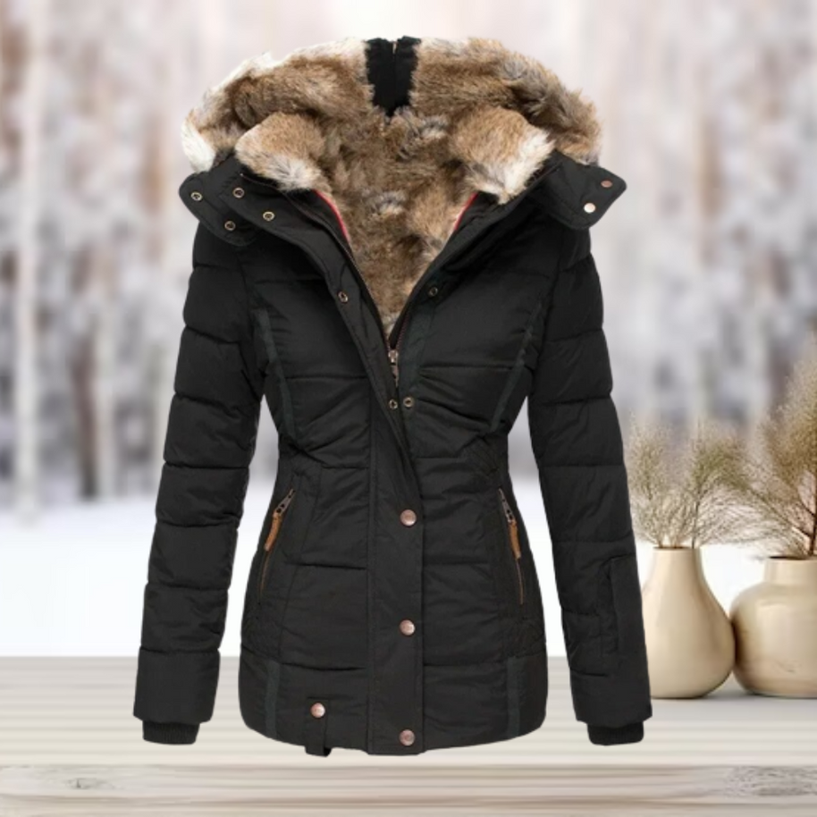 WW | Elegante Winter-Pelzjacke mit Kapuze 2024