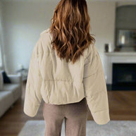 WW | Pufferjacke Kurze Länge Hoher Kragen Reißverschluss Verstellbare Passform