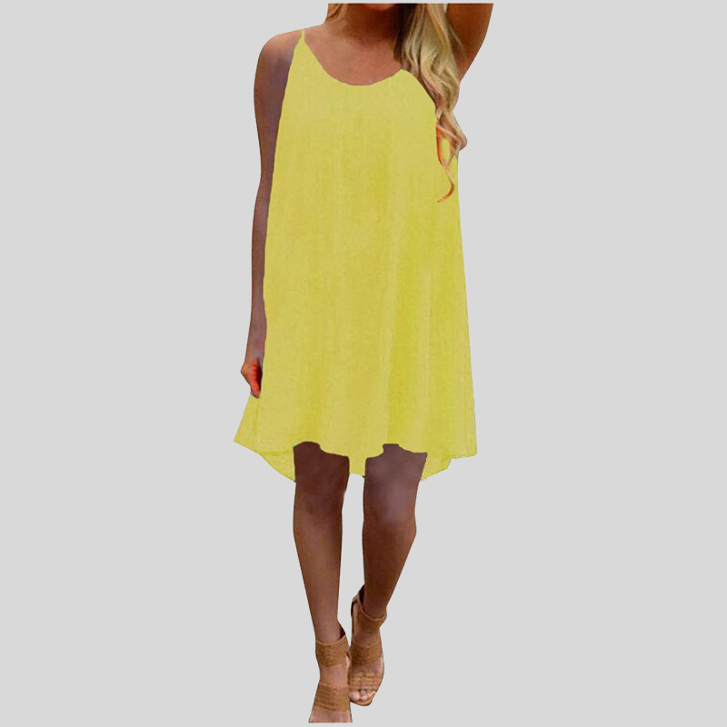 WW | Sommerkleid Ärmellos mit Spaghettiträgern Leicht und Luftig Lässiger Schnitt