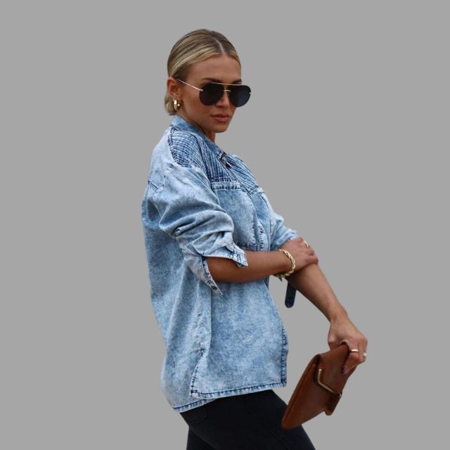 WOLFF | Casual Denim Overhemdjacke mit Taschen und Knopfverschluss