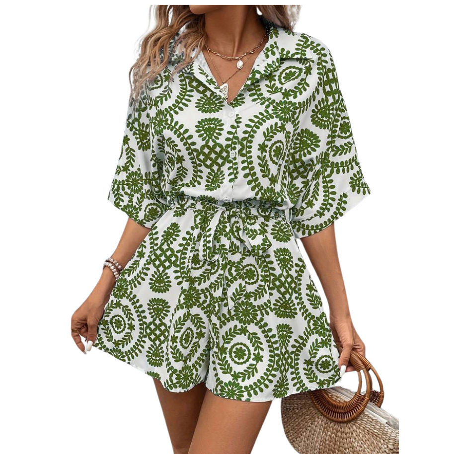WW Jumpsuit -  Weinlese - Kurze Ärmel mit Gürtel