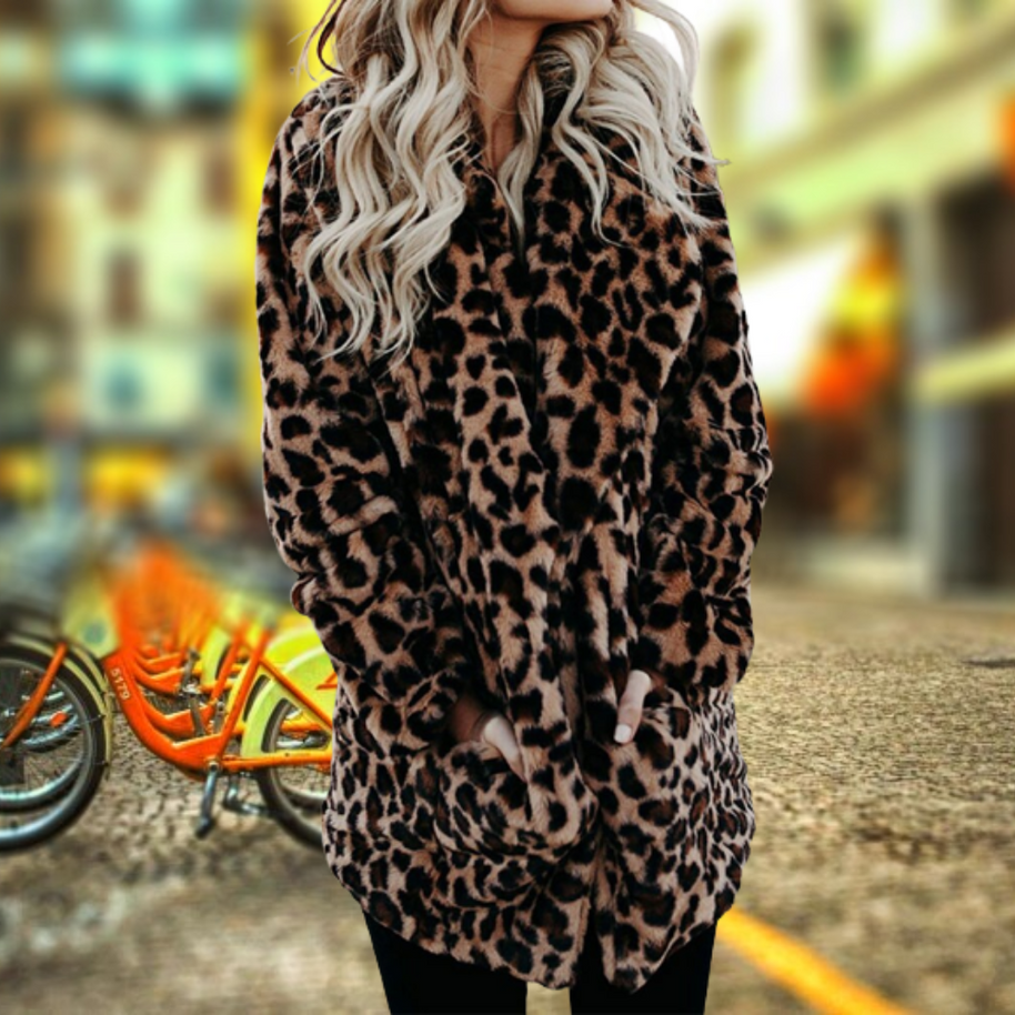 WW - Damen Leopardenmantel für mutige Wintermode
