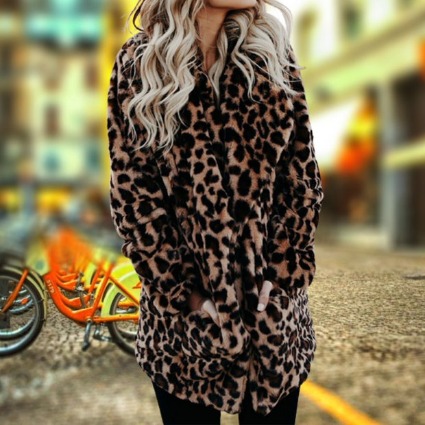 WW - Damen Leopardenmantel für mutige Wintermode