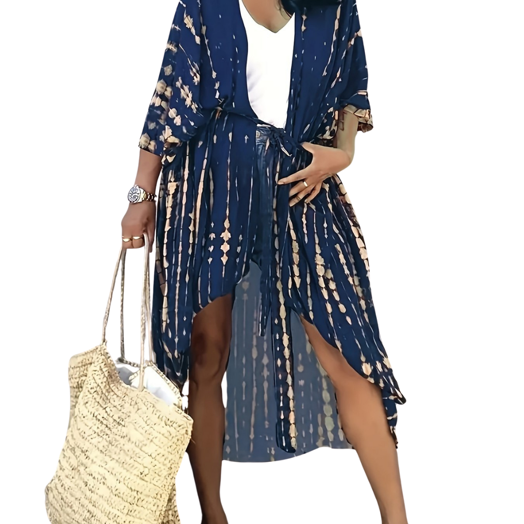 W&W Mode Midi Kimono – Boho – Allover-Print Loose Fit