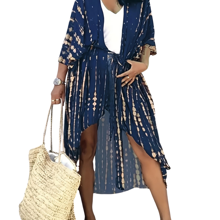 W&W Mode Midi Kimono – Boho – Allover-Print Loose Fit