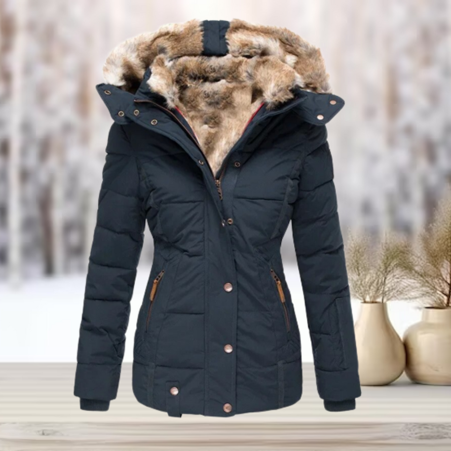 WW | Elegante Winter-Pelzjacke mit Kapuze 2024