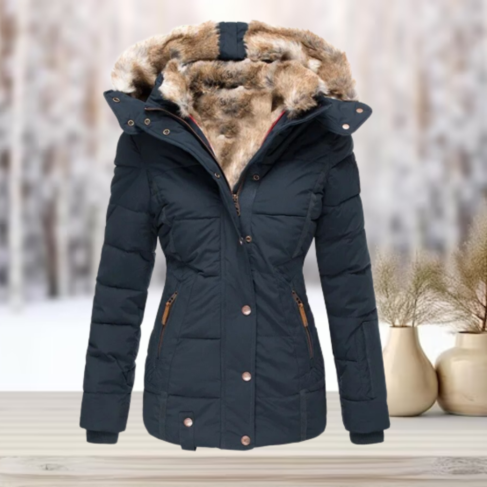 W&W Mode | Elegante Winterjacke mit Pelz und Kapuze