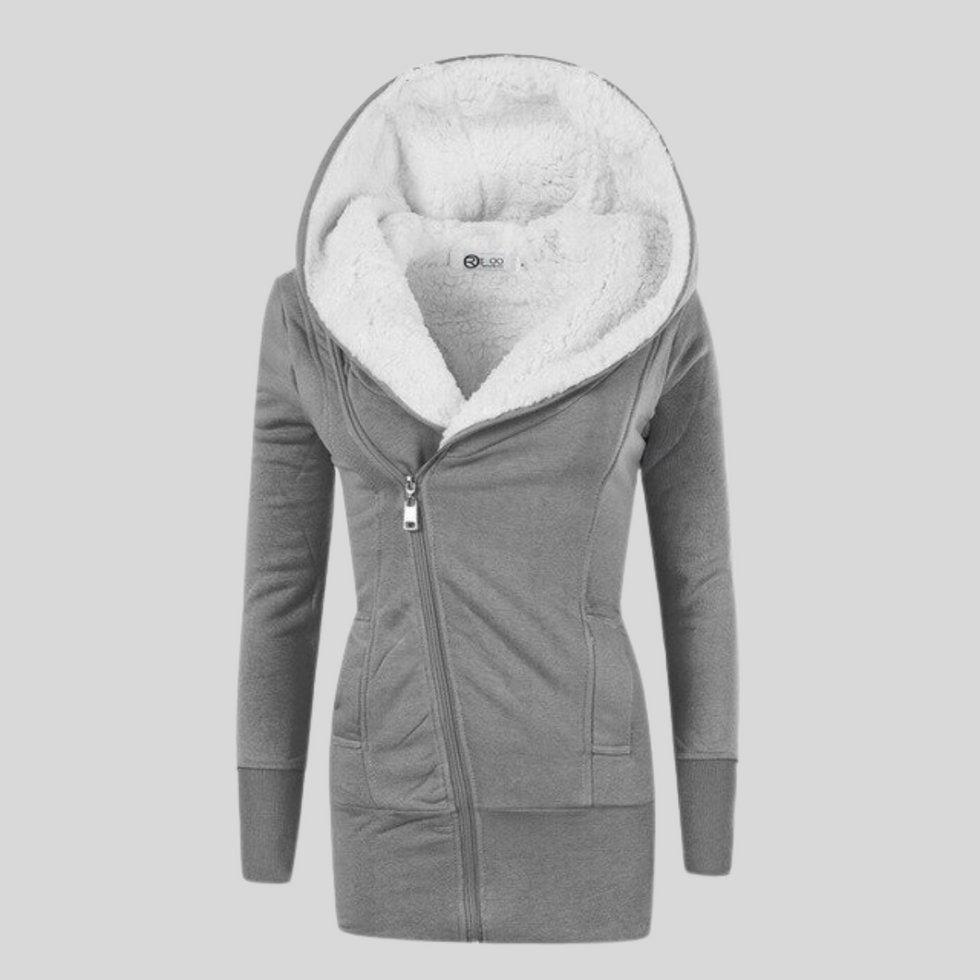 Halblange Strickjacke Lamm-Fleece-Kapuzenpullover