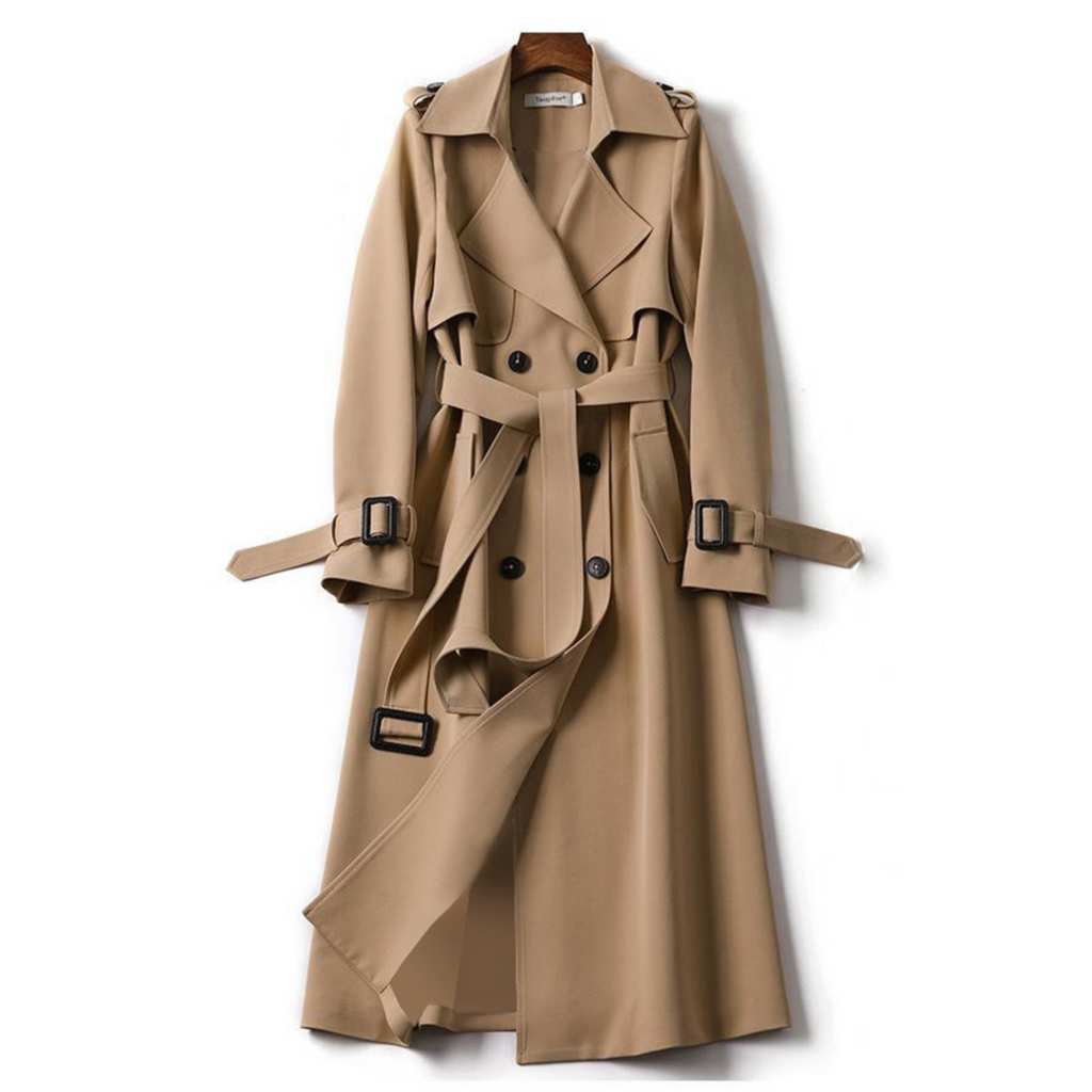 WW | Damen Doppelreihiger Langer Frühlings Trenchcoat
