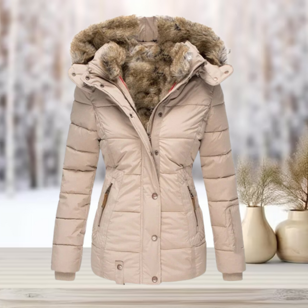 WW | Elegante Winter-Pelzjacke mit Kapuze 2024