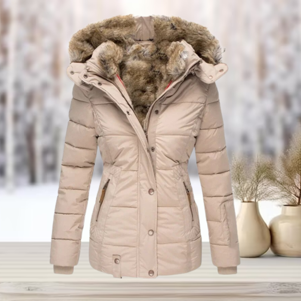 W&W Mode | Elegante Winterjacke mit Pelz und Kapuze