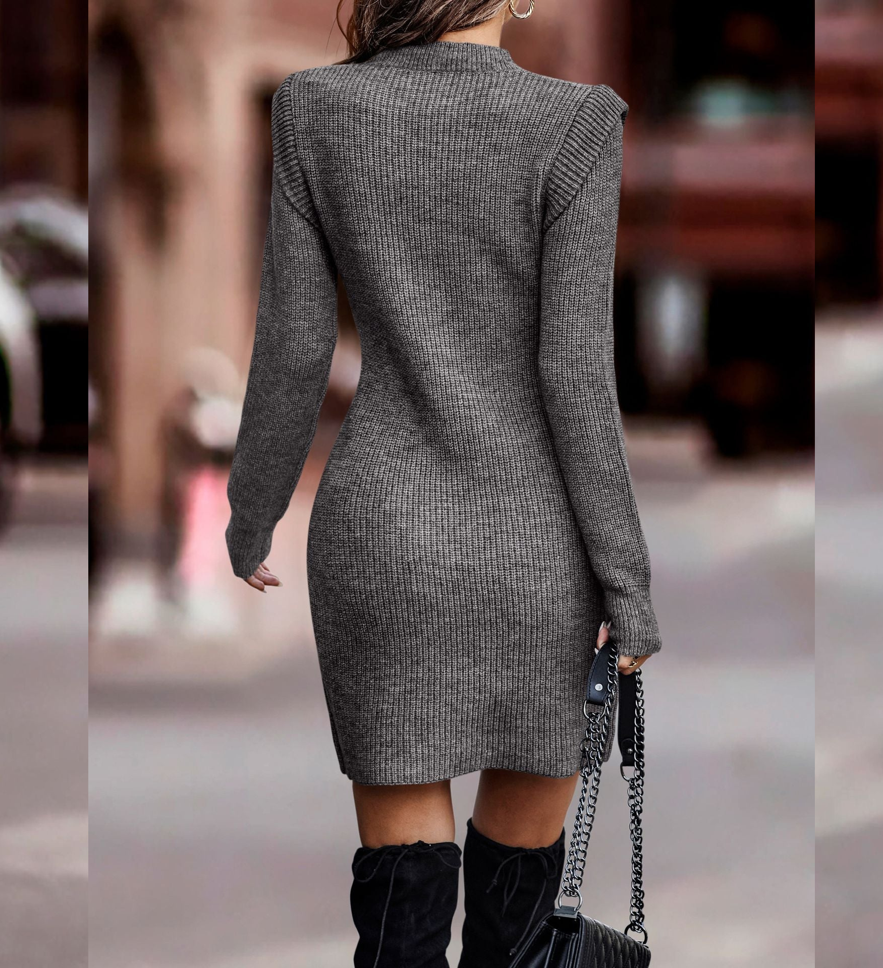 WW | Strickkleid - elegantes Damen Fitted Sweater Kleid