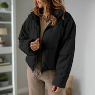 WW | Pufferjacke Kurze Länge Hoher Kragen Reißverschluss Verstellbare Passform