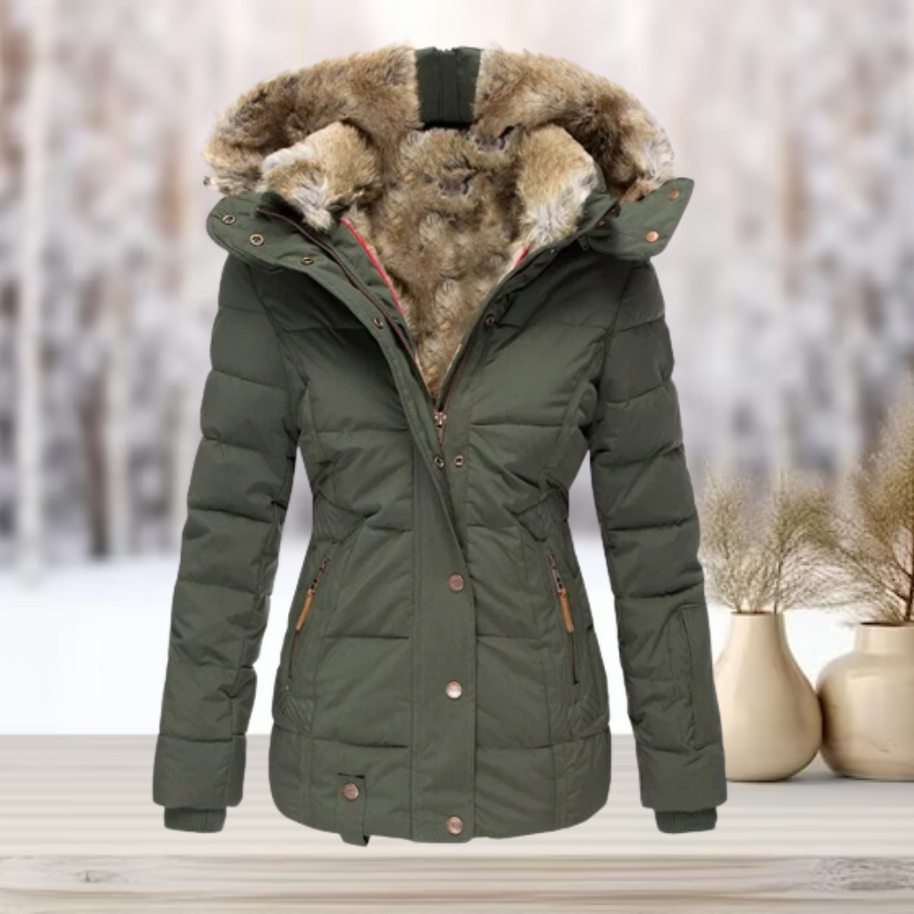 WW | Elegante Winter-Pelzjacke mit Kapuze 2024