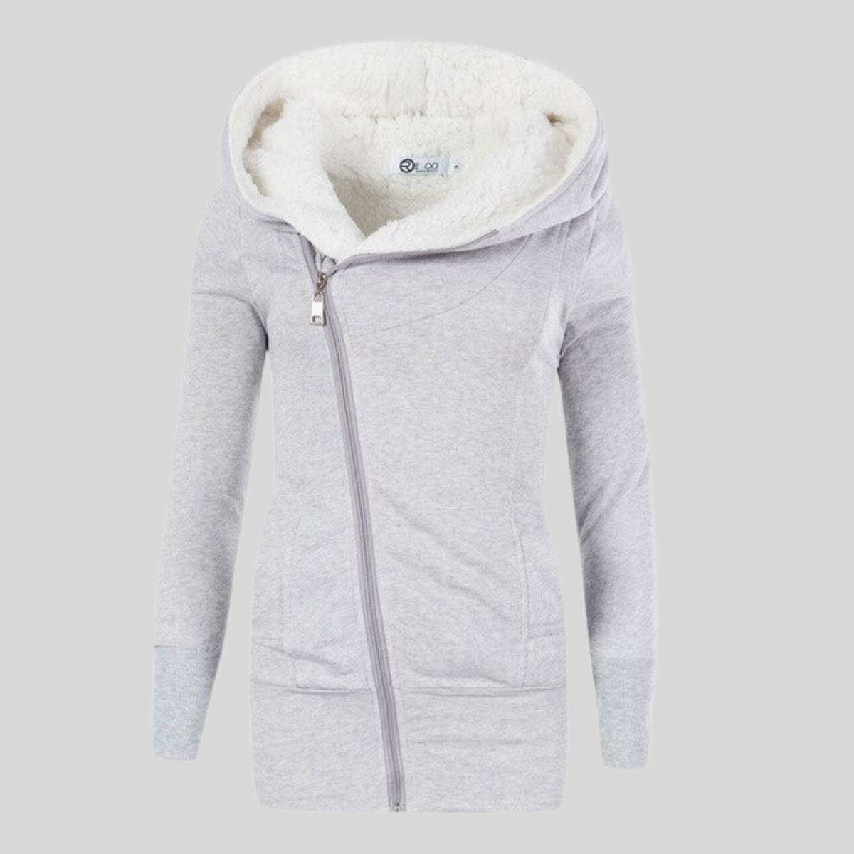 Fleece-Strickjacke mit Kapuze