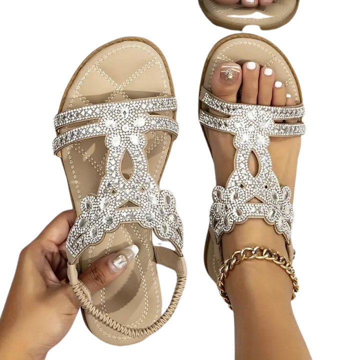 W&W Mode Flache Sandalen - Schick - Elastischer Knöchelriemen