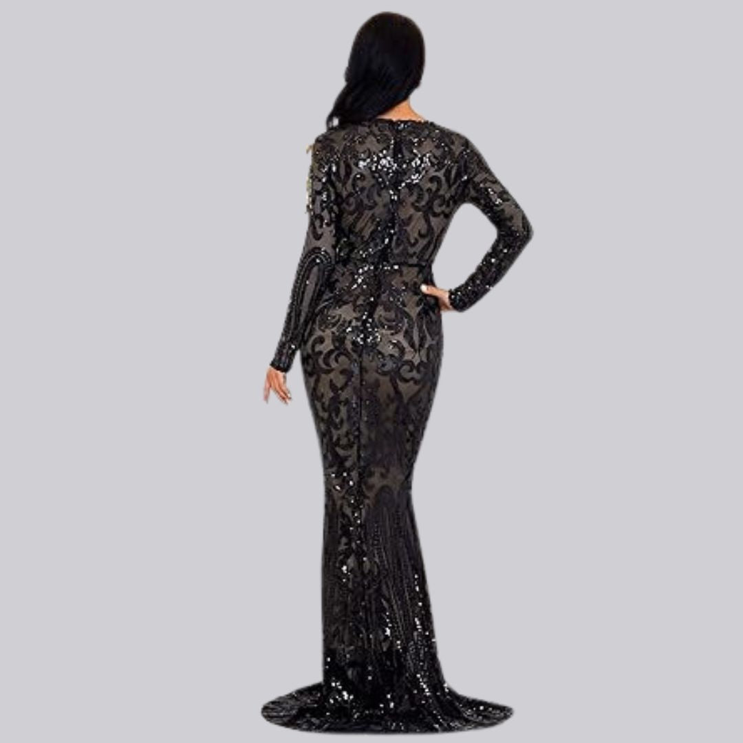 WW | Abendkleid mit langen Ärmeln und Pailletten