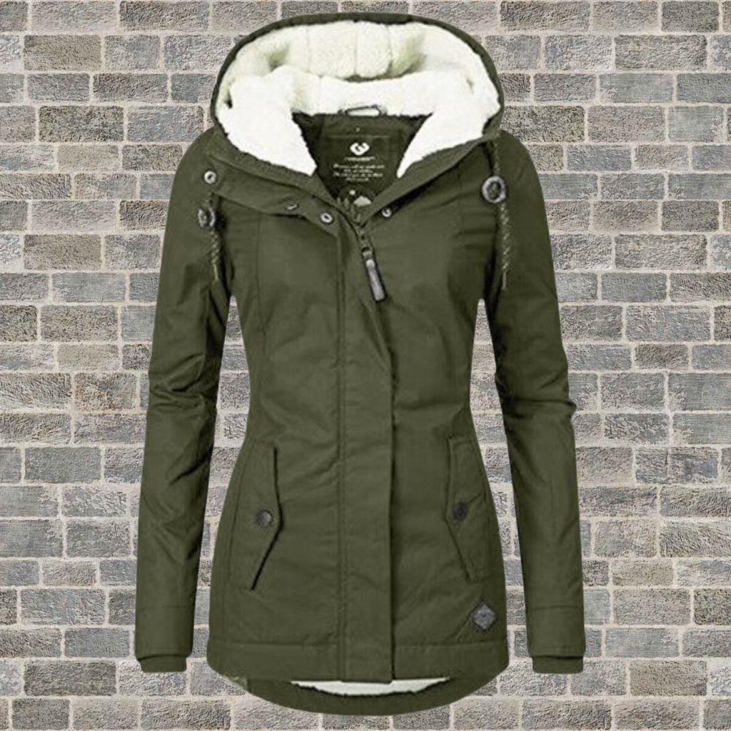 WW | Neue Plissierte Baumwolljacke mit Kapuze aus Lammwolle