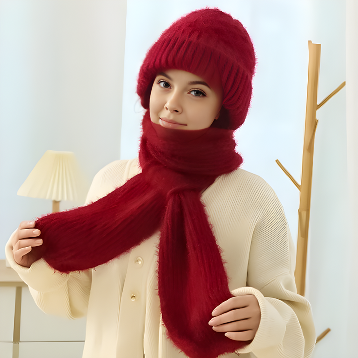 W&W Mode | Mütze und Schal Set - warme Damen Winteraccessoires