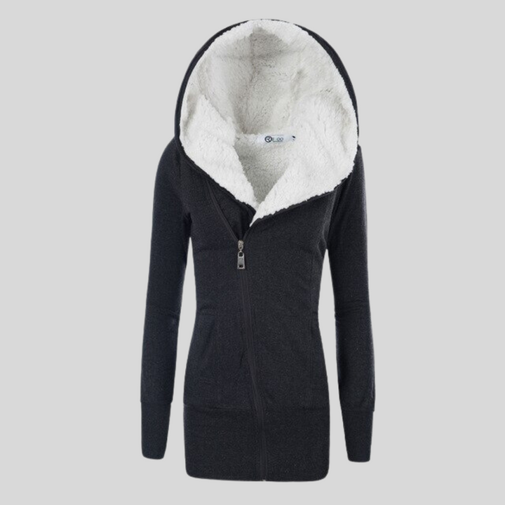 Halblange Strickjacke Lamm-Fleece-Kapuzenpullover