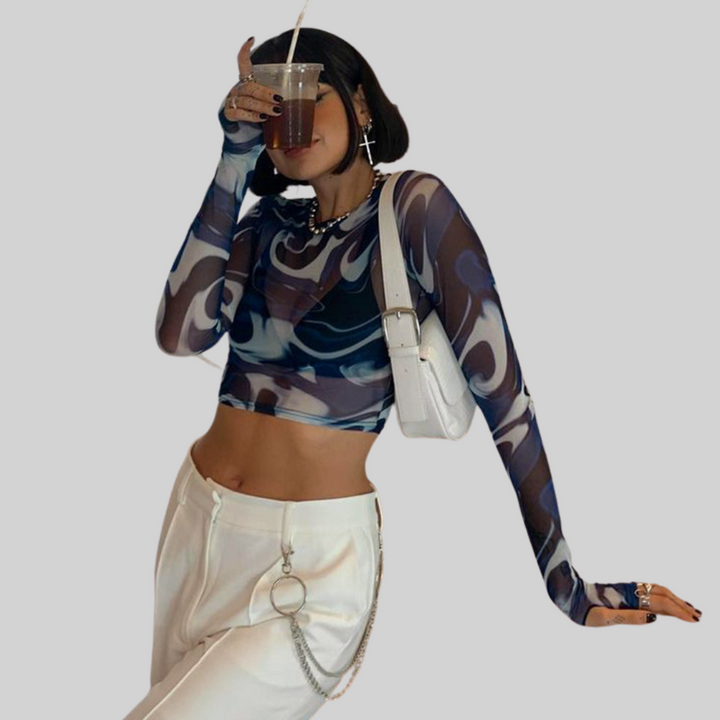 W&W Mode Top - Jahrgang - Transparentes Netzshirt