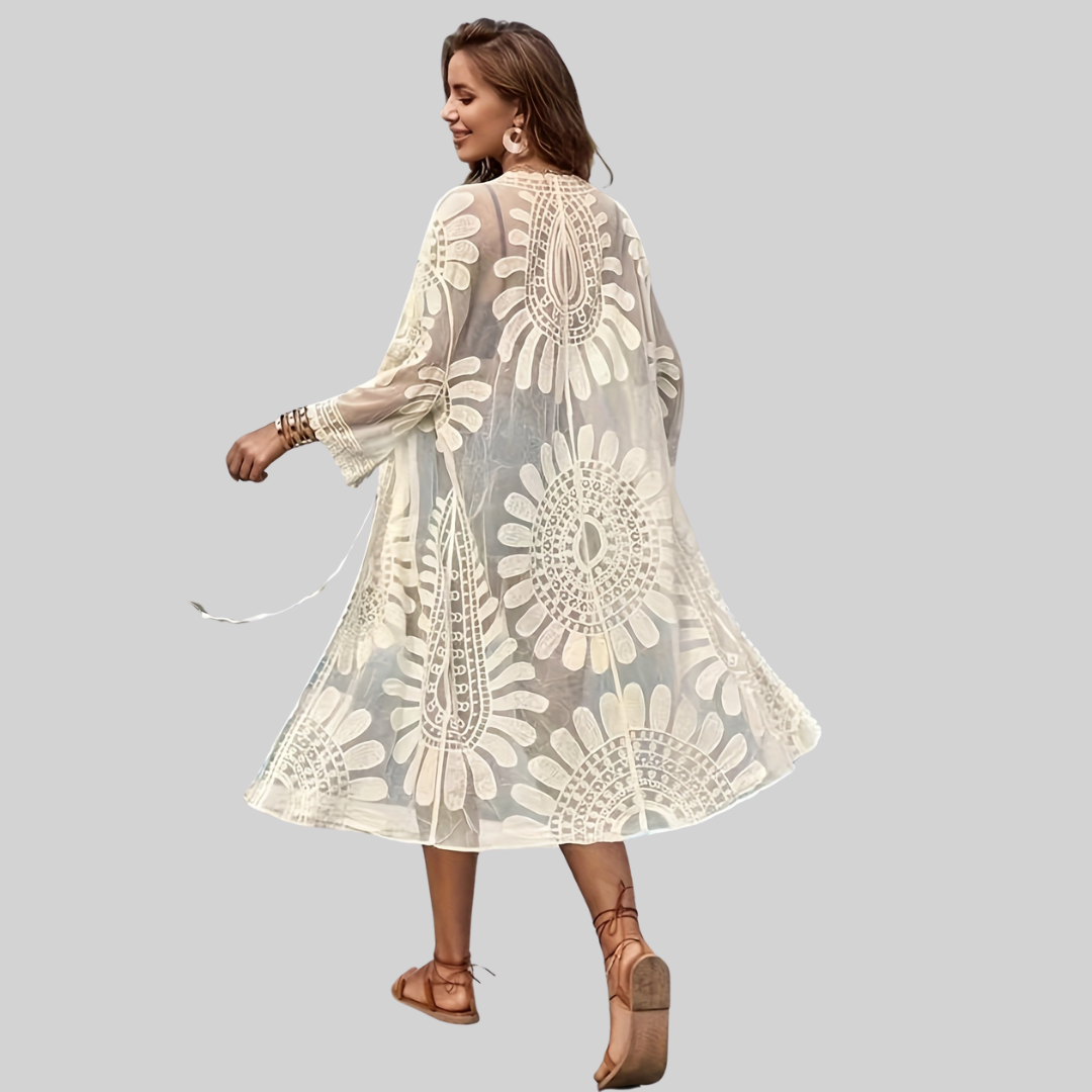 WW Mesh Überwurf – Boho – V-Ausschnitt Bestickt