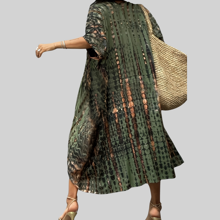 W&W Mode Midi Kimono – Boho – Allover-Print Loose Fit