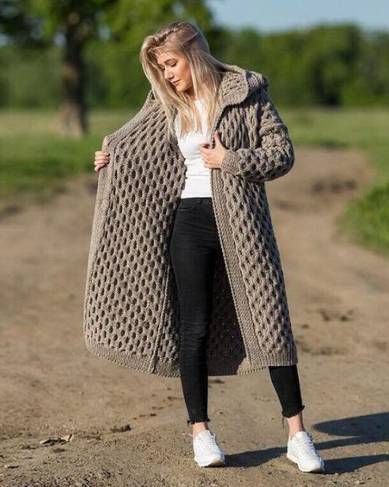 W&W Mode Lange Strickjacke