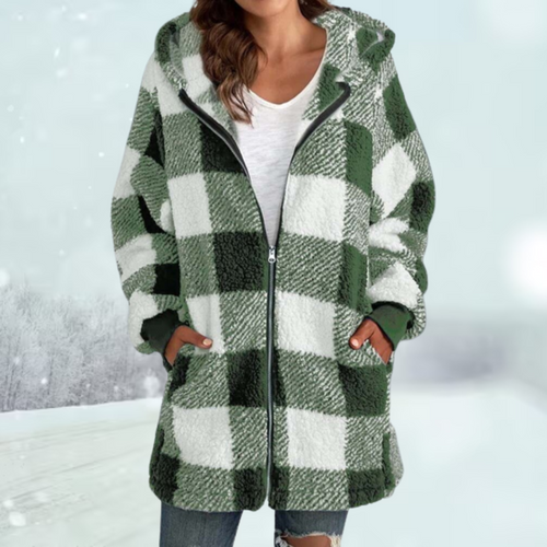 W&W Mode | Damen Winterjacke mit Kapuze im Karomuster
