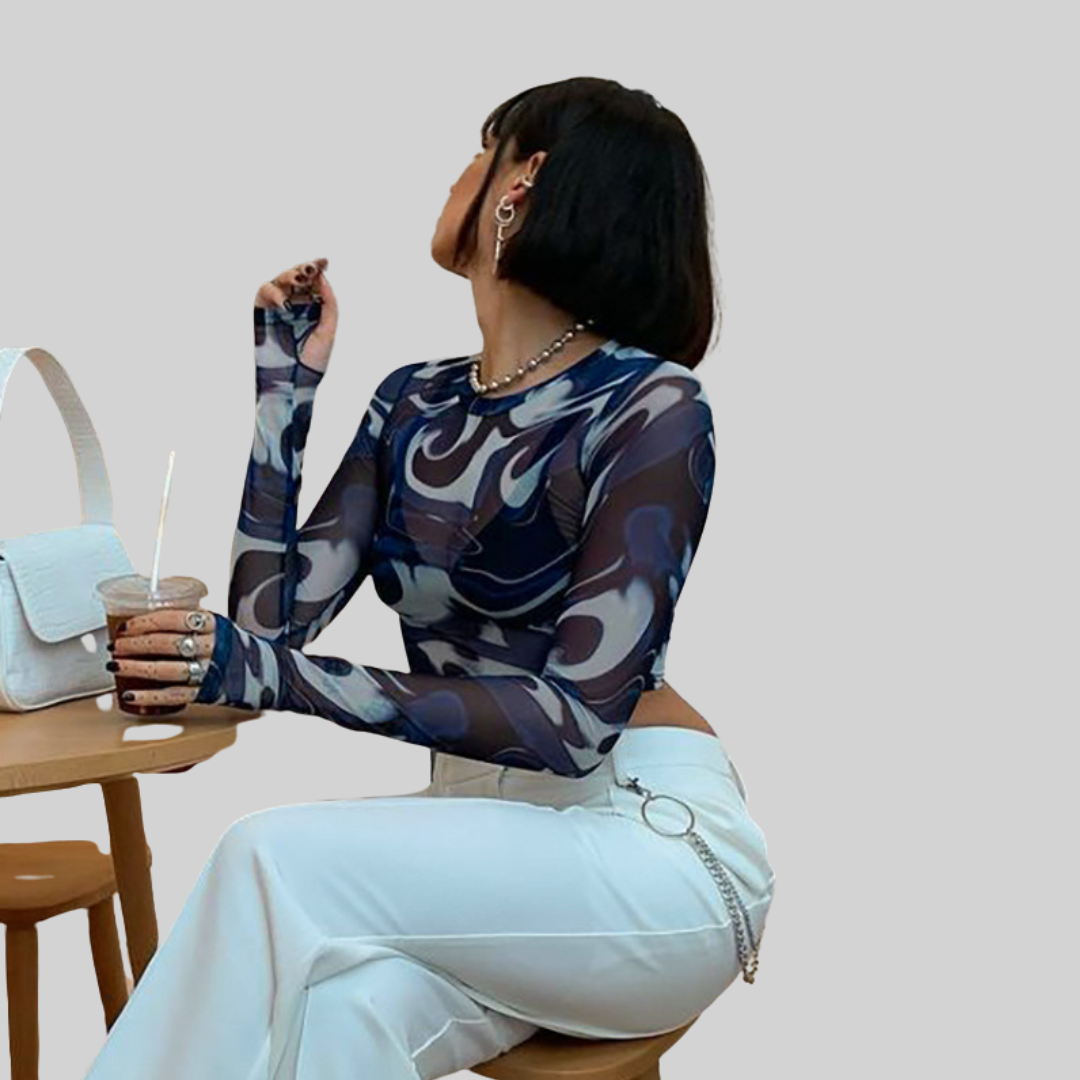 W&W Mode Top - Jahrgang - Transparentes Netzshirt