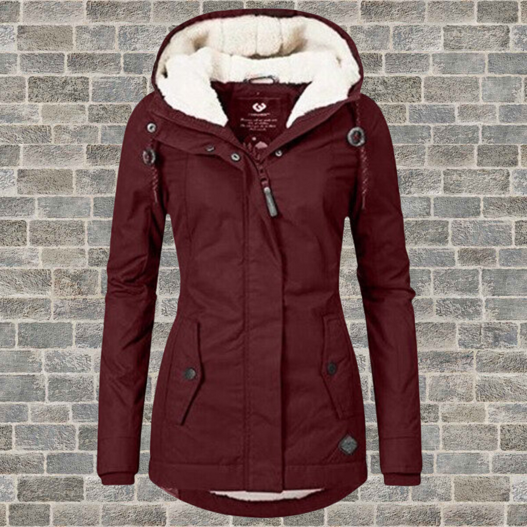 WW | Neue Plissierte Baumwolljacke mit Kapuze aus Lammwolle