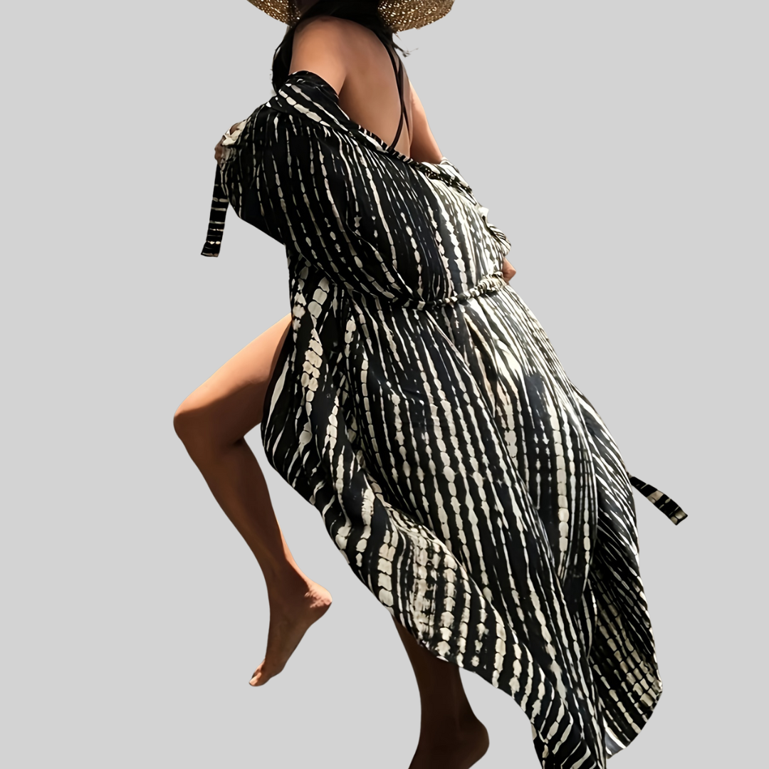 W&W Mode Midi Kimono – Boho – Allover-Print Loose Fit