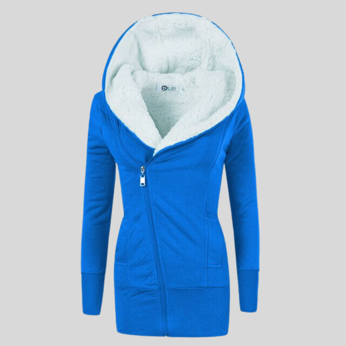 Fleece-Strickjacke mit Kapuze