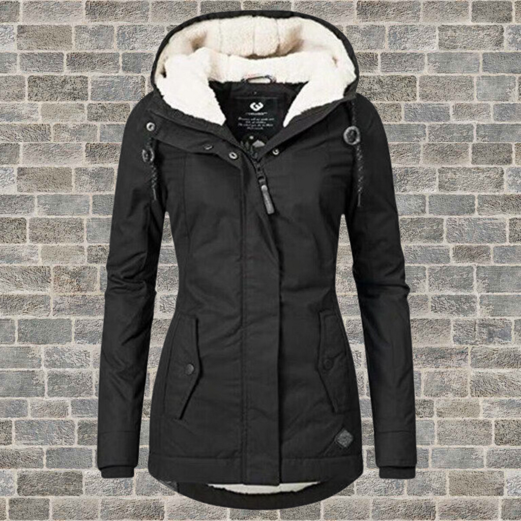 WW | Neue Plissierte Baumwolljacke mit Kapuze aus Lammwolle