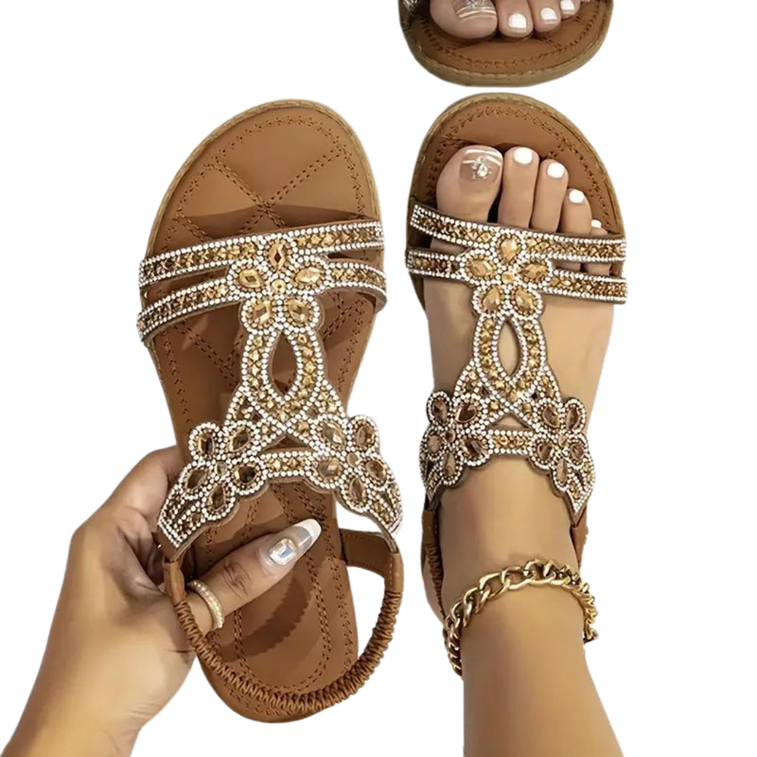 W&W Mode Flache Sandalen - Schick - Elastischer Knöchelriemen