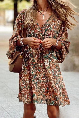 WW | Mini Kleid mit V-Ausschnitt und Blumenmuster