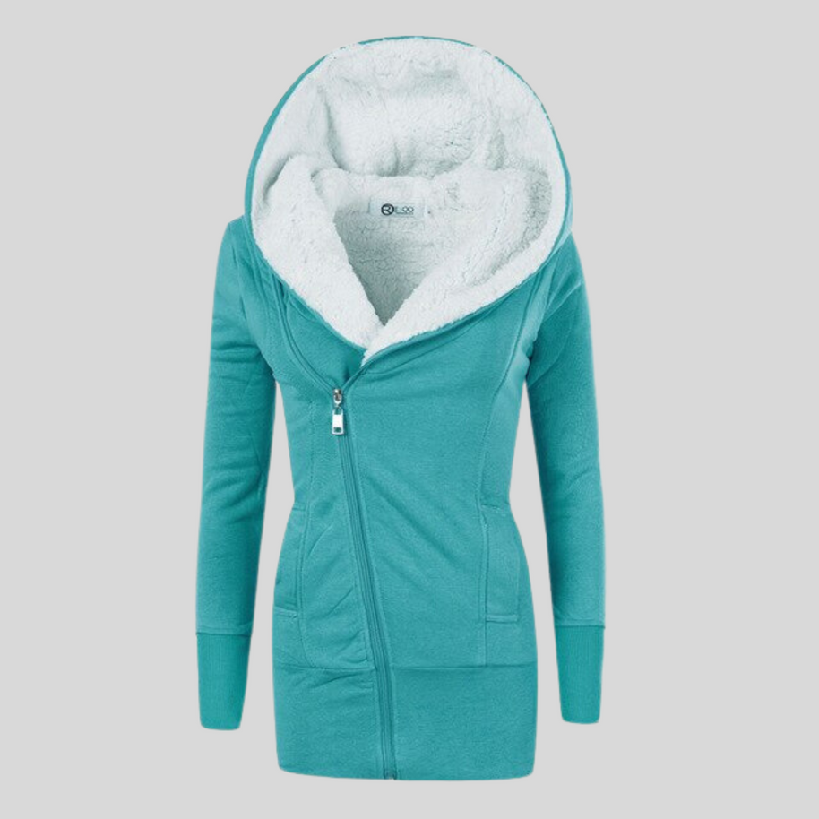 Fleece-Strickjacke mit Kapuze