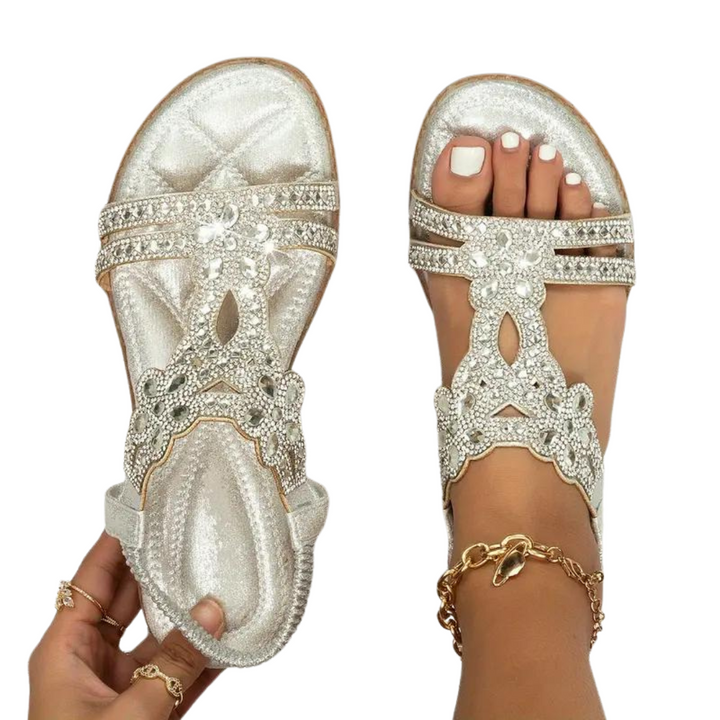 W&W Mode Flache Sandalen - Schick - Elastischer Knöchelriemen