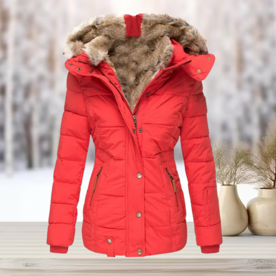 WW | Elegante Winter-Pelzjacke mit Kapuze 2024