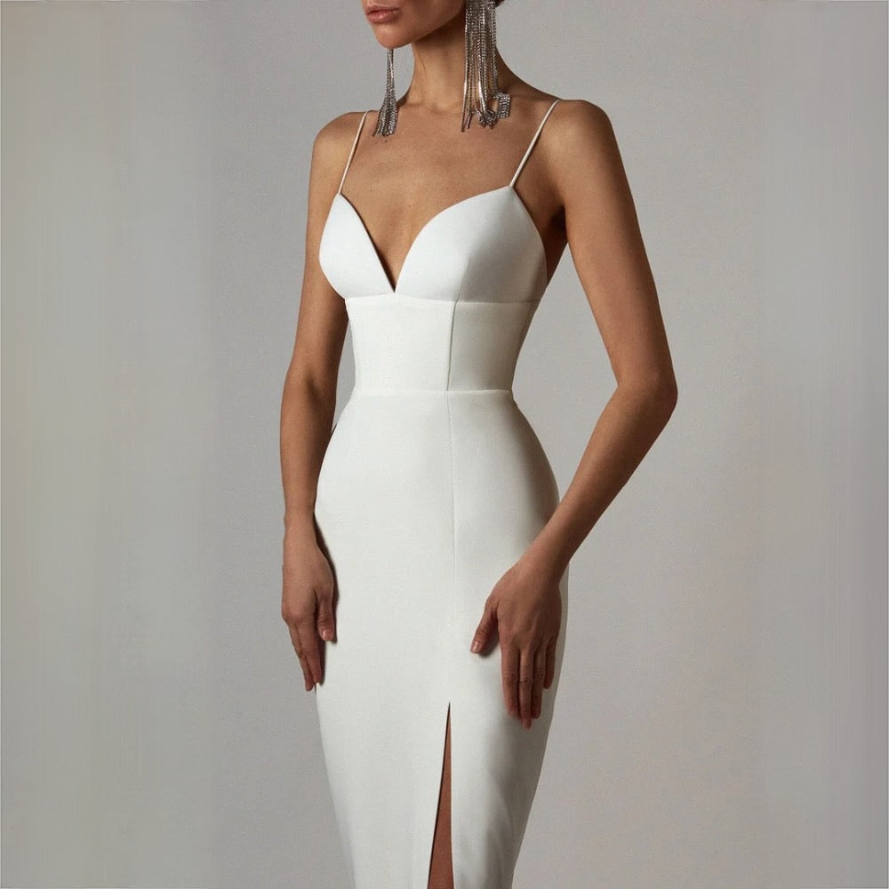 WW | Midikleid Mit V-ausschnitt Und Spaghettiträgern