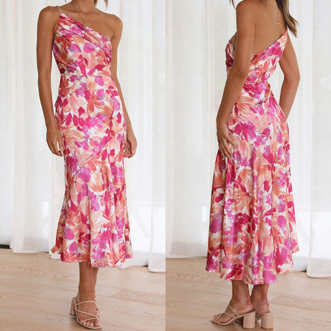 Ein-Schulter-Damenkleid