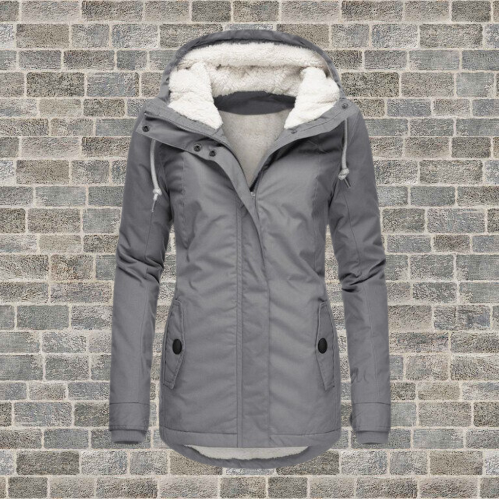 WW | Neue Plissierte Baumwolljacke mit Kapuze aus Lammwolle