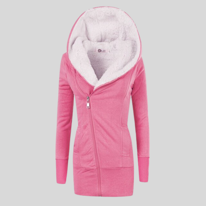 Halblange Strickjacke Lamm-Fleece-Kapuzenpullover