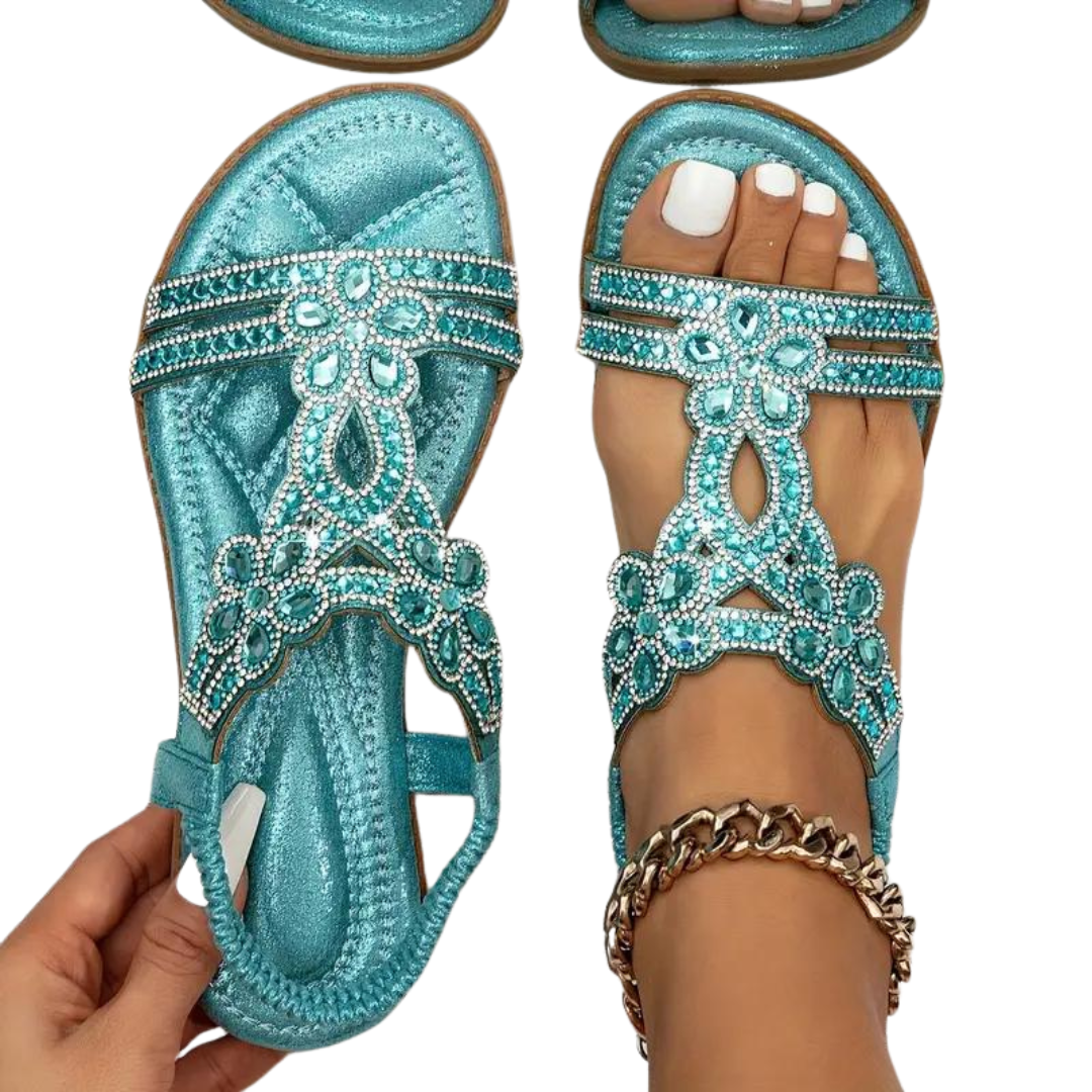 W&W Mode Flache Sandalen - Schick - Elastischer Knöchelriemen