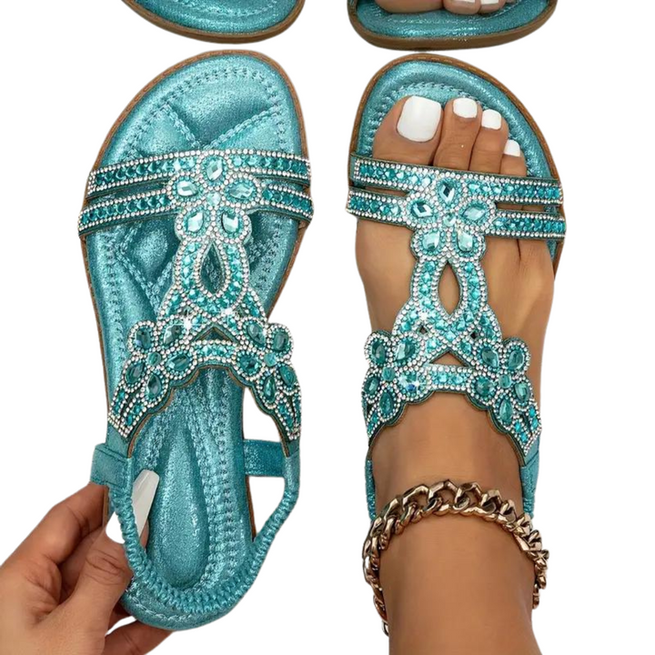 W&W Mode Flache Sandalen - Schick - Elastischer Knöchelriemen