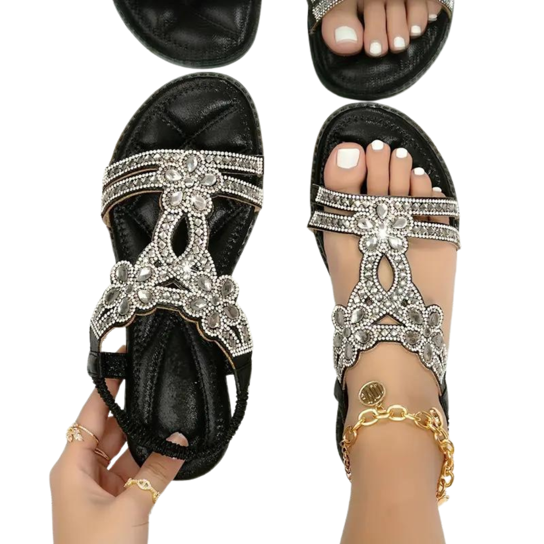 W&W Mode Flache Sandalen - Schick - Elastischer Knöchelriemen
