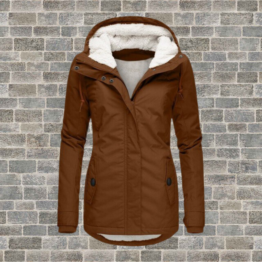 WW | Neue Plissierte Baumwolljacke mit Kapuze aus Lammwolle