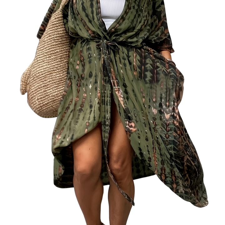 W&W Mode Midi Kimono – Boho – Allover-Print Loose Fit