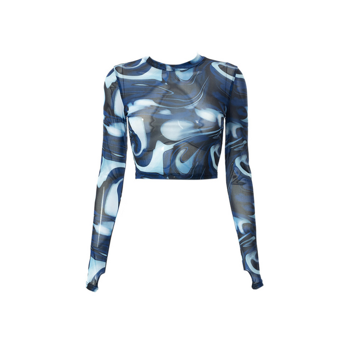 W&W Mode Top - Jahrgang - Transparentes Netzshirt