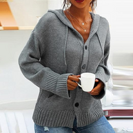 WW | Lässige Strickjacke mit Kapuze für Damen